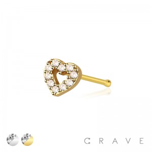 MULTI CZ HEART 316L SURGICAL STEEL NOSE BONE STUD